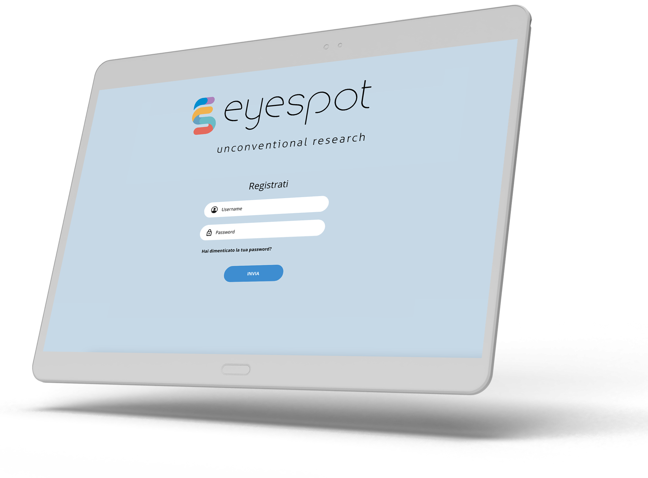 tablet disegno con schermata login eyespot